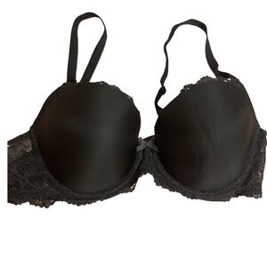 Victoria's Secret Dream Angels Lined Demi Double Black Lace Trim Bra 38C D85